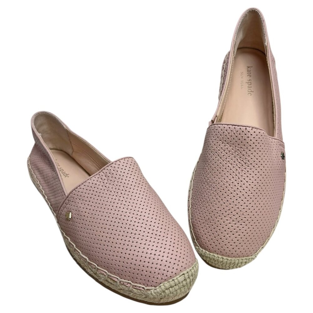 kate Spade NY Gianna Pink Perforated Leather Espadrille NWOB